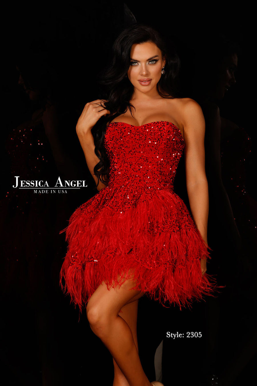 Cocktail Dresses Feather Short A LIne Homecoming Sequin Dress Red