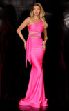 Prom Dresses Fitted Long Formal Slit Prom Dress Neon Pink