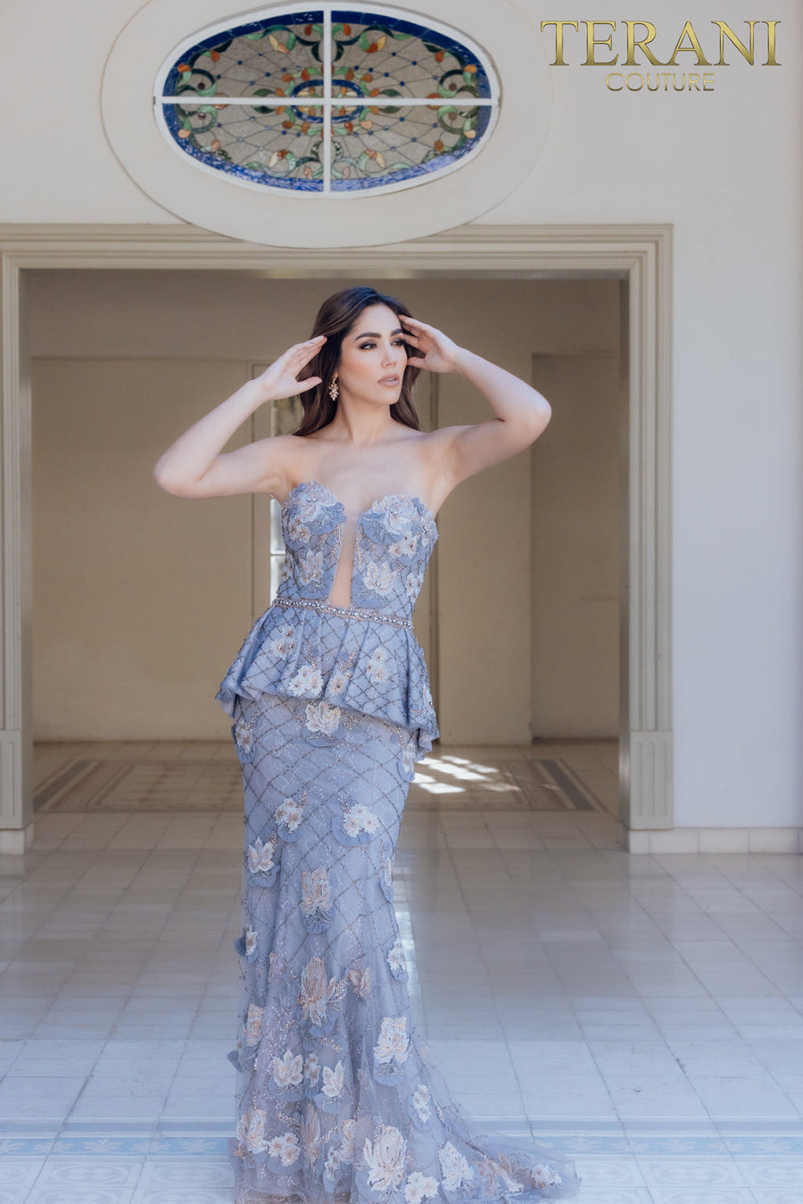 Formal Dresses Long Formal Peplum Mermaid Dresss Pewter