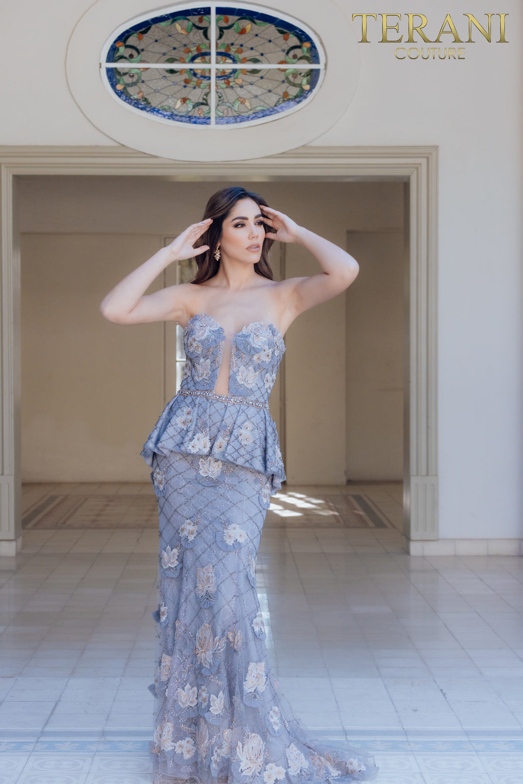 Formal Dresses Long Formal Peplum Mermaid Dresss Pewter