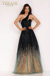 Prom Dresses Two Tone Long Formal Sequin A Line Prom Dress Black Rose Gold