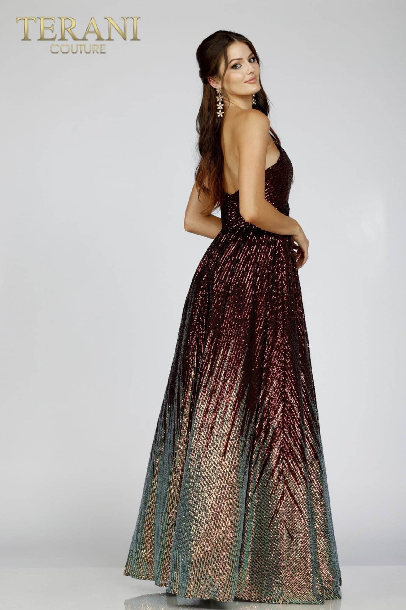 Prom Dresses Two Tone Long Formal Sequin A Line Prom Dress Black Rose Gold