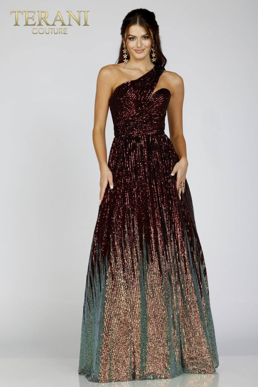Prom Dresses Two Tone Long Formal Sequin A Line Prom Dress Wine Rose Gold