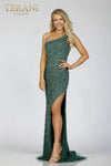 Prom Dresses Long Fitted Formal Stripe Beaded Prom Dress Emerald