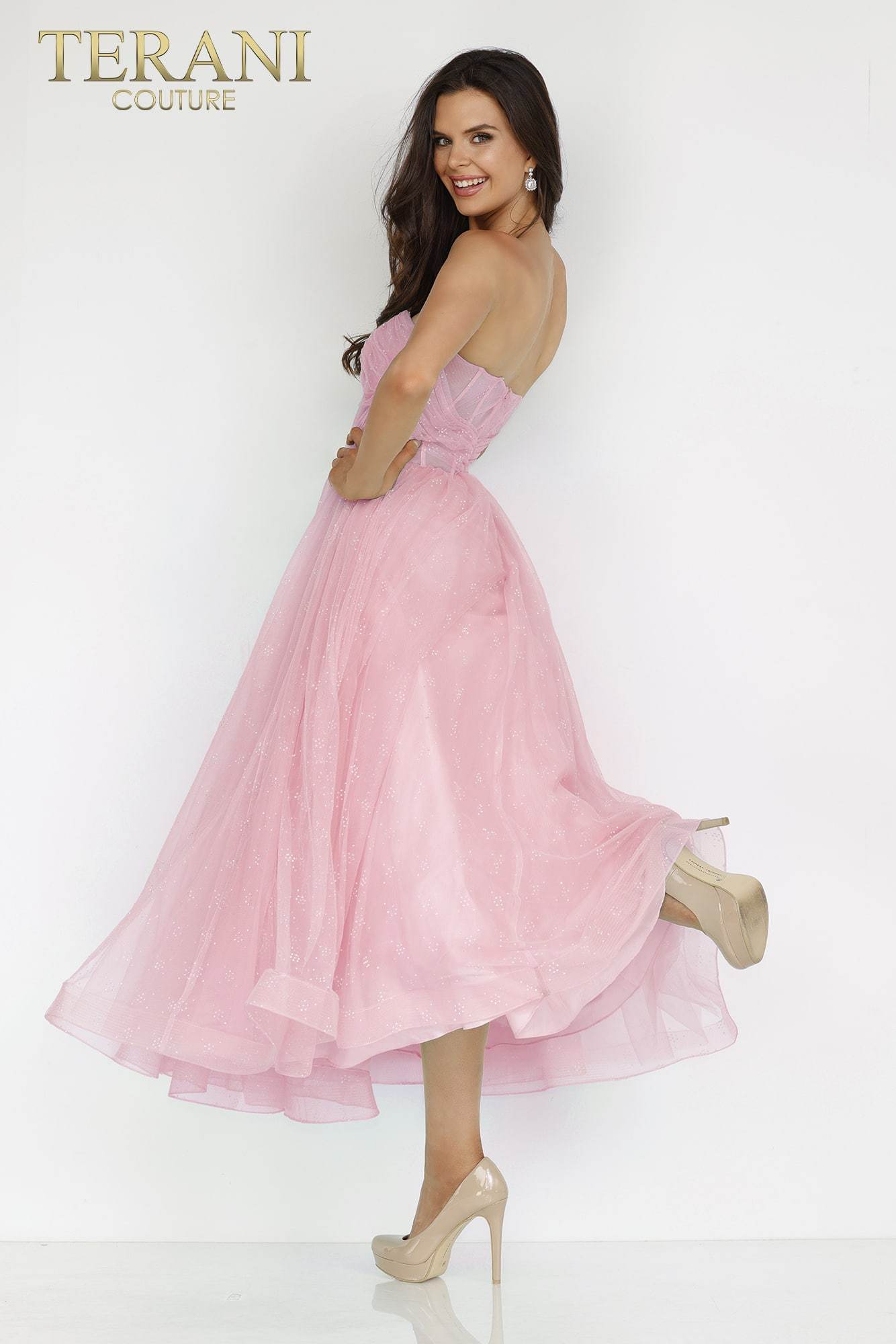 Prom Dresses Tea Length Corset A Line Prom dress Blush