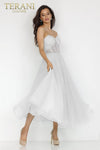 Wedding Dresses A Line Long Corset Tea Length Wedding Dress Ivory