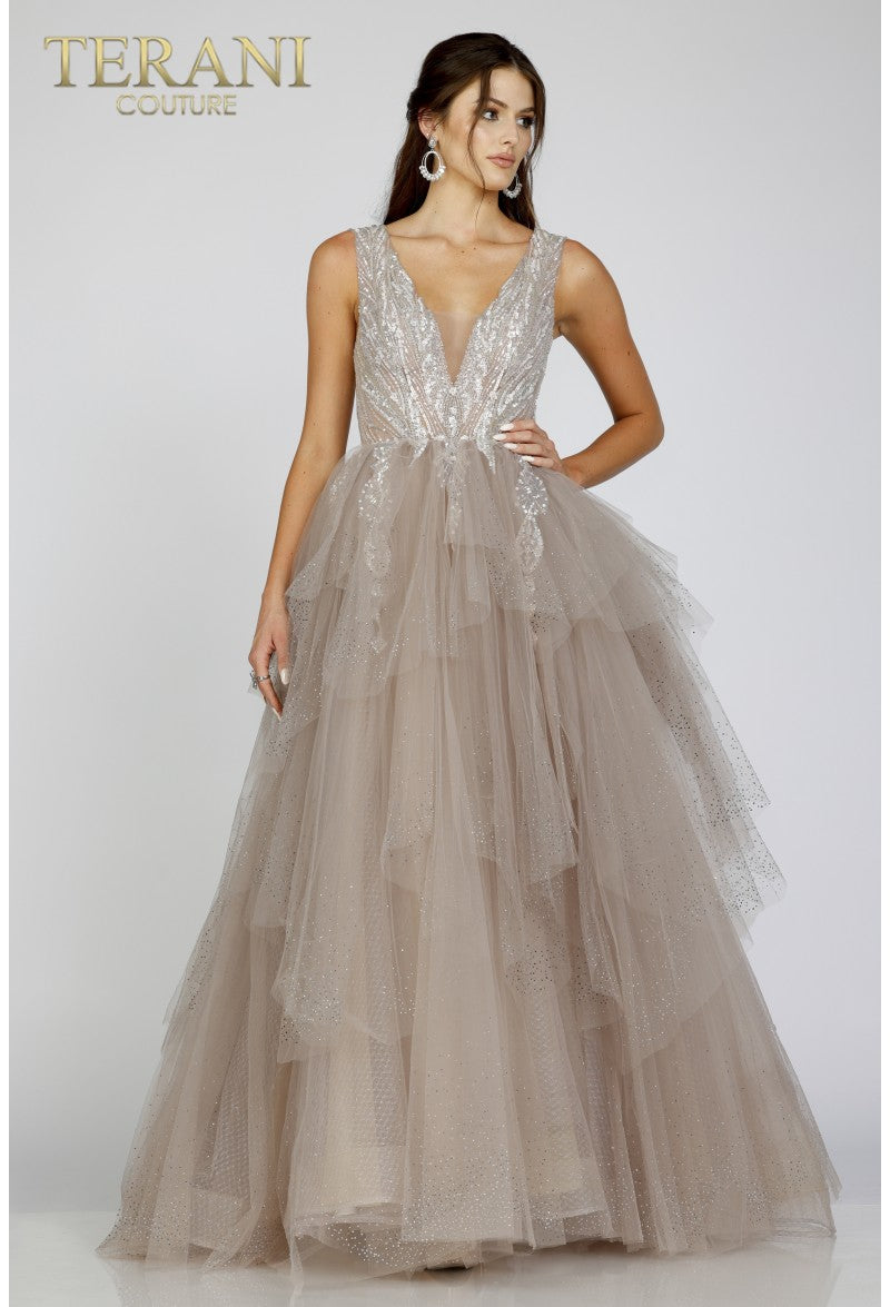 Prom Dresses Long Glitter Layered Prom Formal A Line Dress Mauve