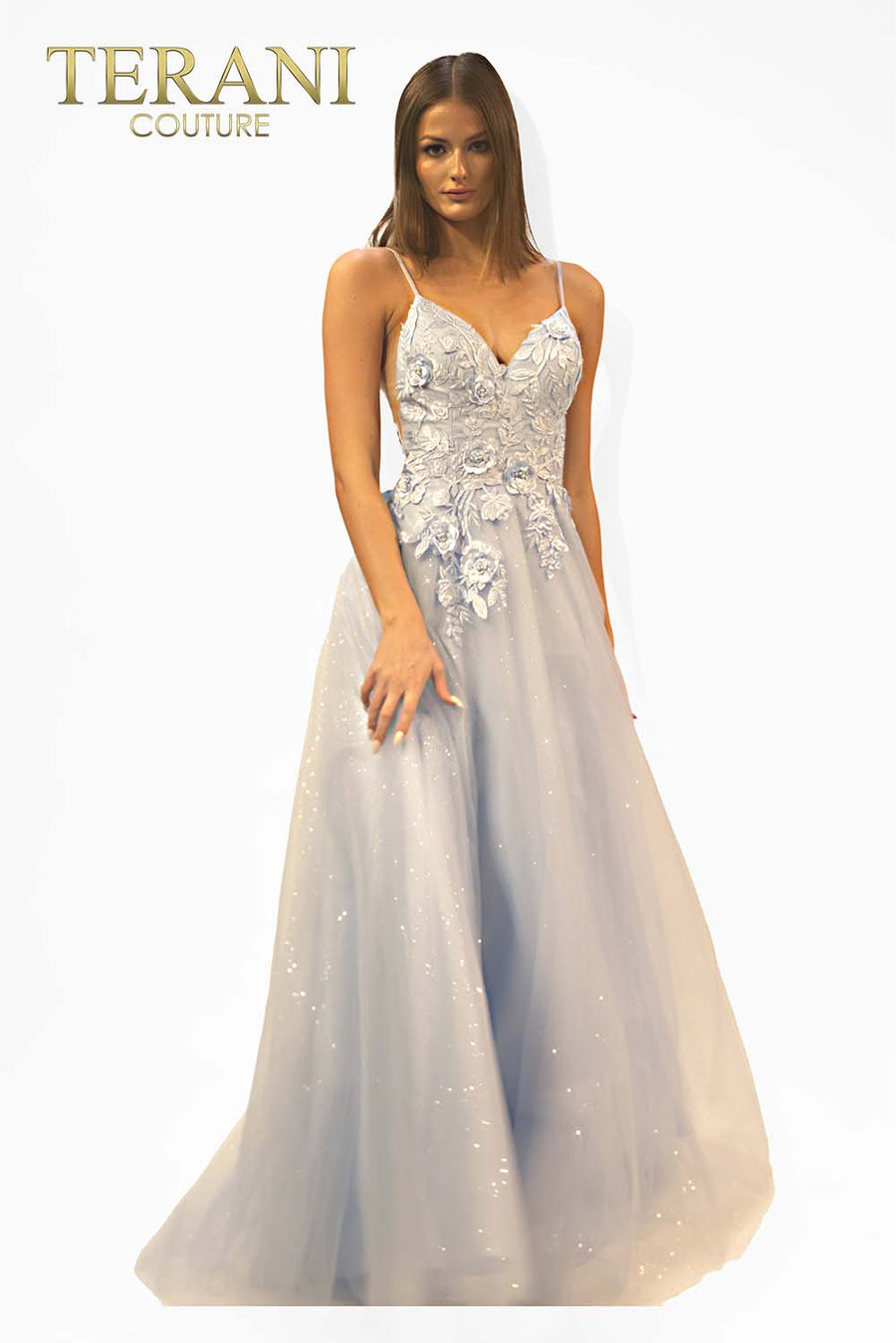 Prom Dresses Long Formal A Line Glitter Prom Dress Ice Blue