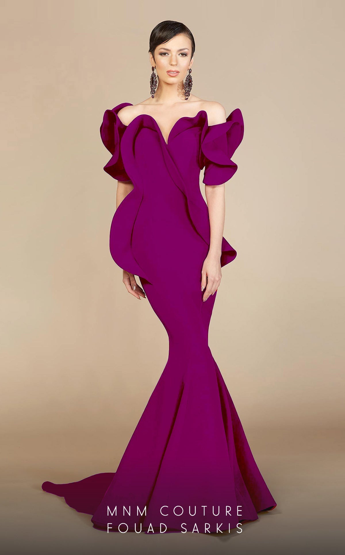 Formal Dresses Long Mermaid Peplum Formal Evening Dress Fuchsia