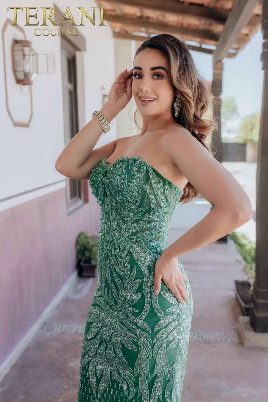 Prom Dresses Beaded Corset Long Mermaid Formal Prom Dress Emerald
