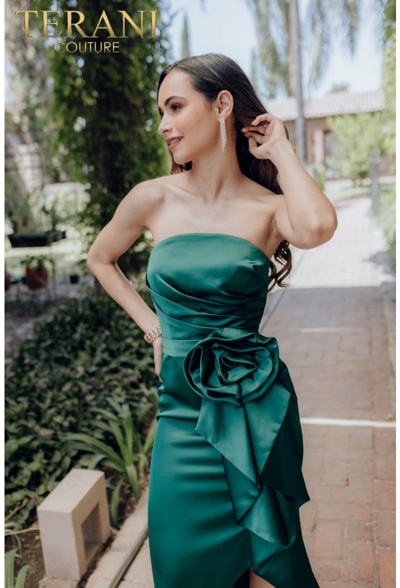 Cocktail Dresses High Low Short Cocktail Ruffle Dress Emerald