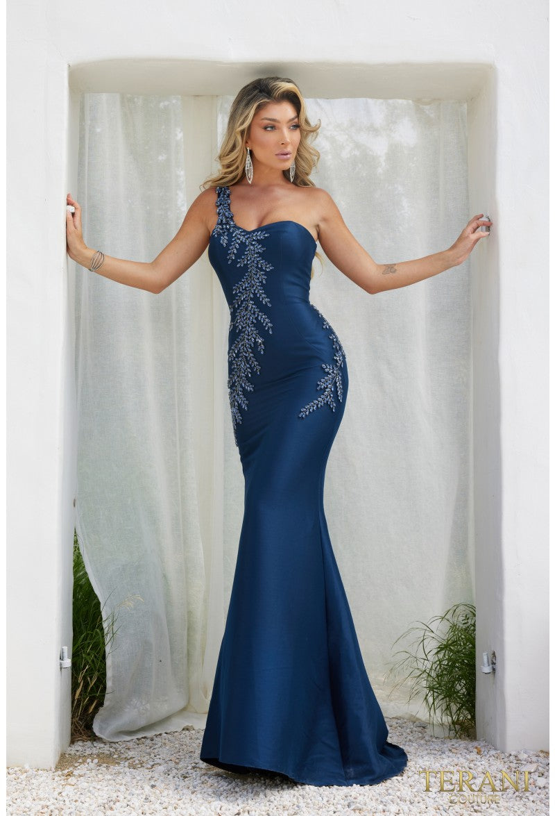 Prom Dresses Long Beaded Formal Prom Mermaid Dress Navy