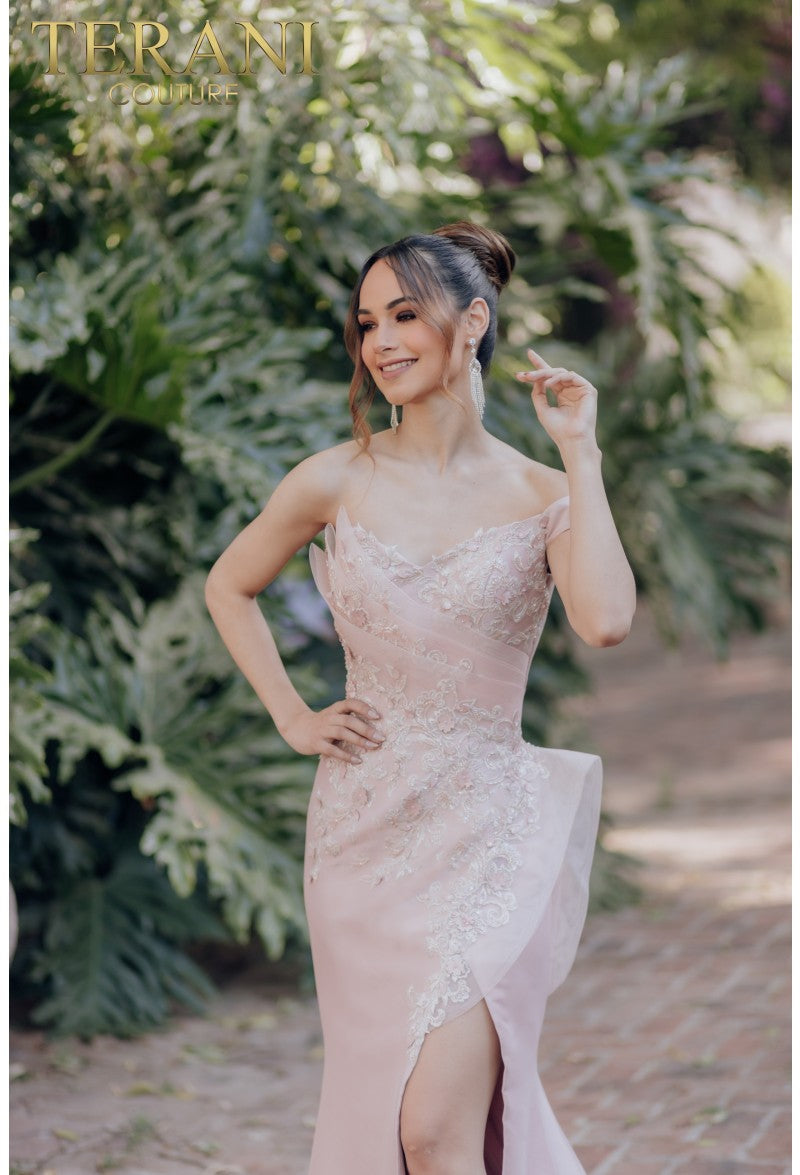 Prom Dresses Long Mermaid Formal Prom Pleated Dress Light Rose