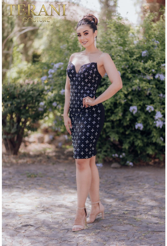 Cocktail Dresses Short Fitted Cocktail Beaded Dress Black