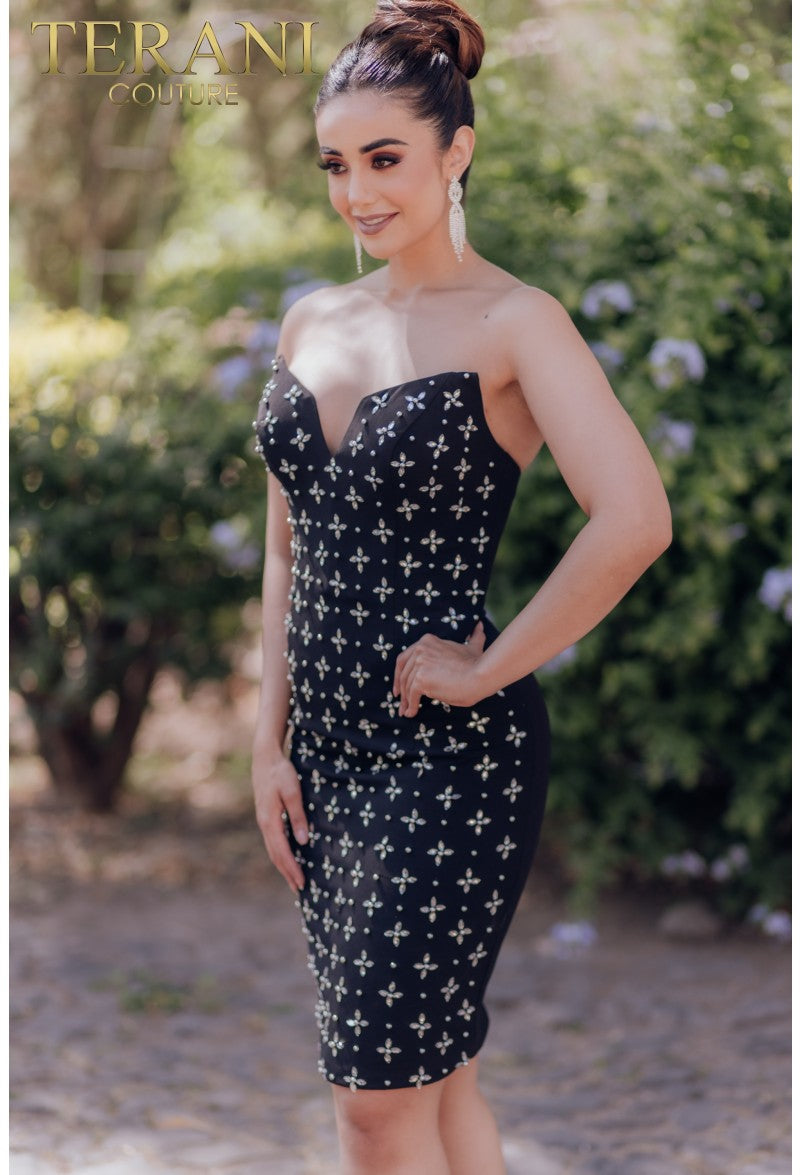 Cocktail Dresses Short Fitted Cocktail Beaded Dress Black