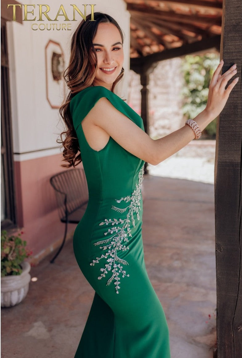 Formal Dresses Long Formal Prom Beaded Dress Emerald