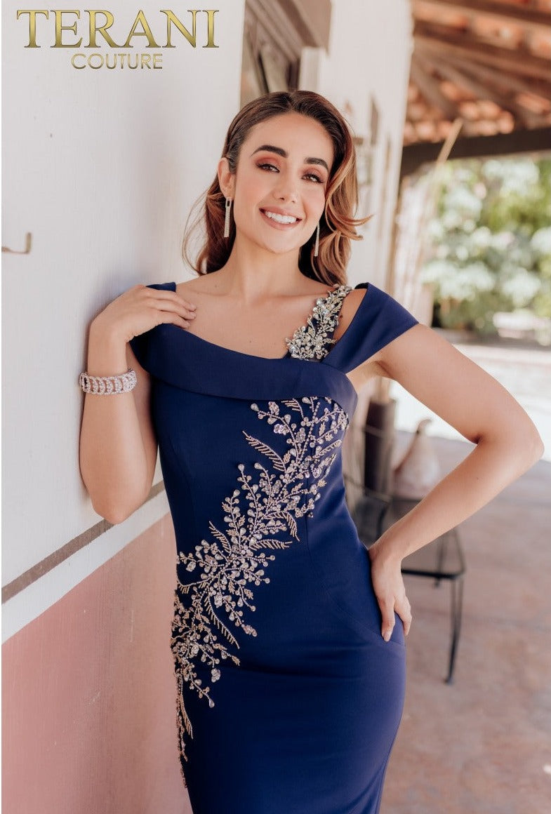 Formal Dresses Long Formal Prom Beaded Dress Navy