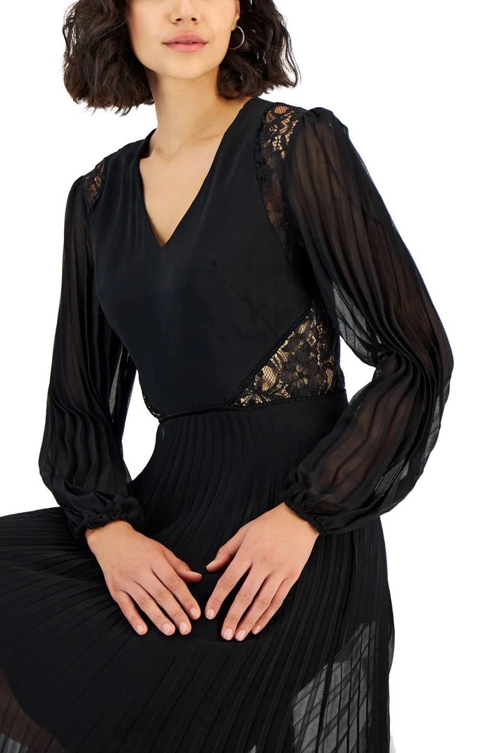 Cocktail Dresses Long Sleeve Lace Cocktail Midi Dress Black