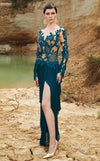 Formal Dresses Long Evening Fitted Slit Formal Dress  Teal