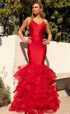 Prom Dresses Mermaid Long Formal Ruffle Prom Dress Red