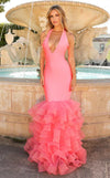 Prom Dresses Mermaid Formal Long Ruffle Prom Dress Coral