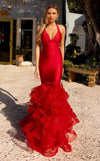 Prom Dresses Long Formal Ruffle Mermaid Prom Dress Red