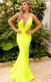 Prom Dresses Fitted Long Mermaid Formal Pleated Dress Yellow