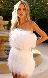 Cocktail Dresses Short Beaded Feather Cocktail Dress White
