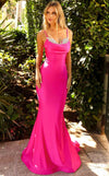 Prom Dresses Fitted Long Formal Beaded Prom Dress Fuchsia