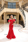 Prom Dresses Sequin Long Mermaid Formal Feather Prom Dress Red