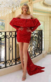 Cocktail Dresses Sequin Short Homecoming Velvet Cocktail Dress Red