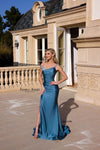 Prom Dresses Beaded Formal Long Slit Prom Dress Rust Aqua Blue