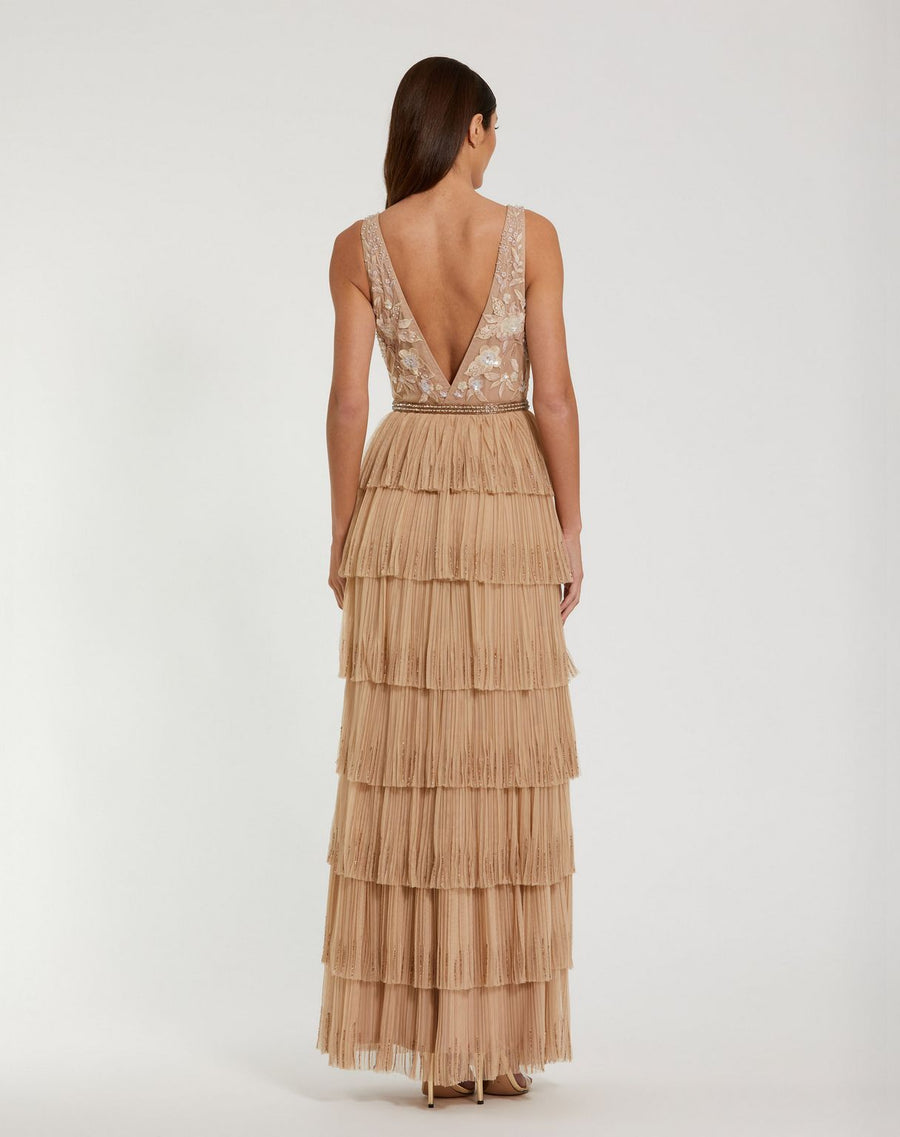 Formal Dresses Long Formal A Line Ruffle Tiered Evening Dress Nude