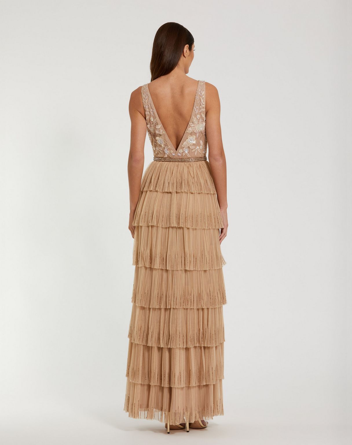 Formal Dresses Long Formal A Line Ruffle Tiered Evening Dress Nude