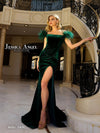 Prom Dresses Fitted Slit Long Formal Velvet Prom Dress Hunter