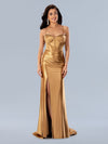 Prom Dresses Prom Pleated Long Formal Dress Gold
