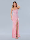 Prom Dresses Sequin Formal Fringe Long Prom Dress Pink