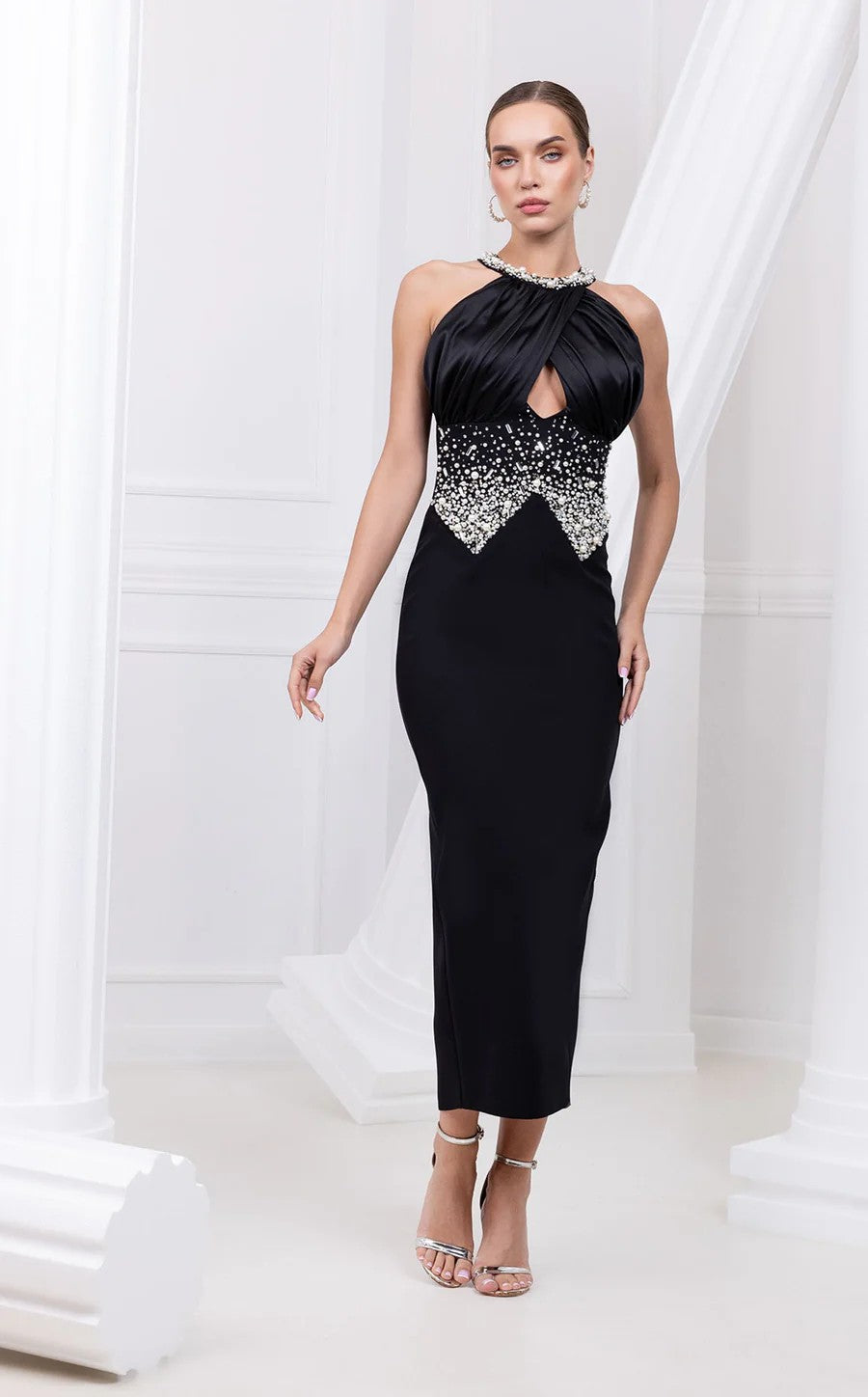 Prom Dresses Long Formal Fitted Beaded Prom Dress Black