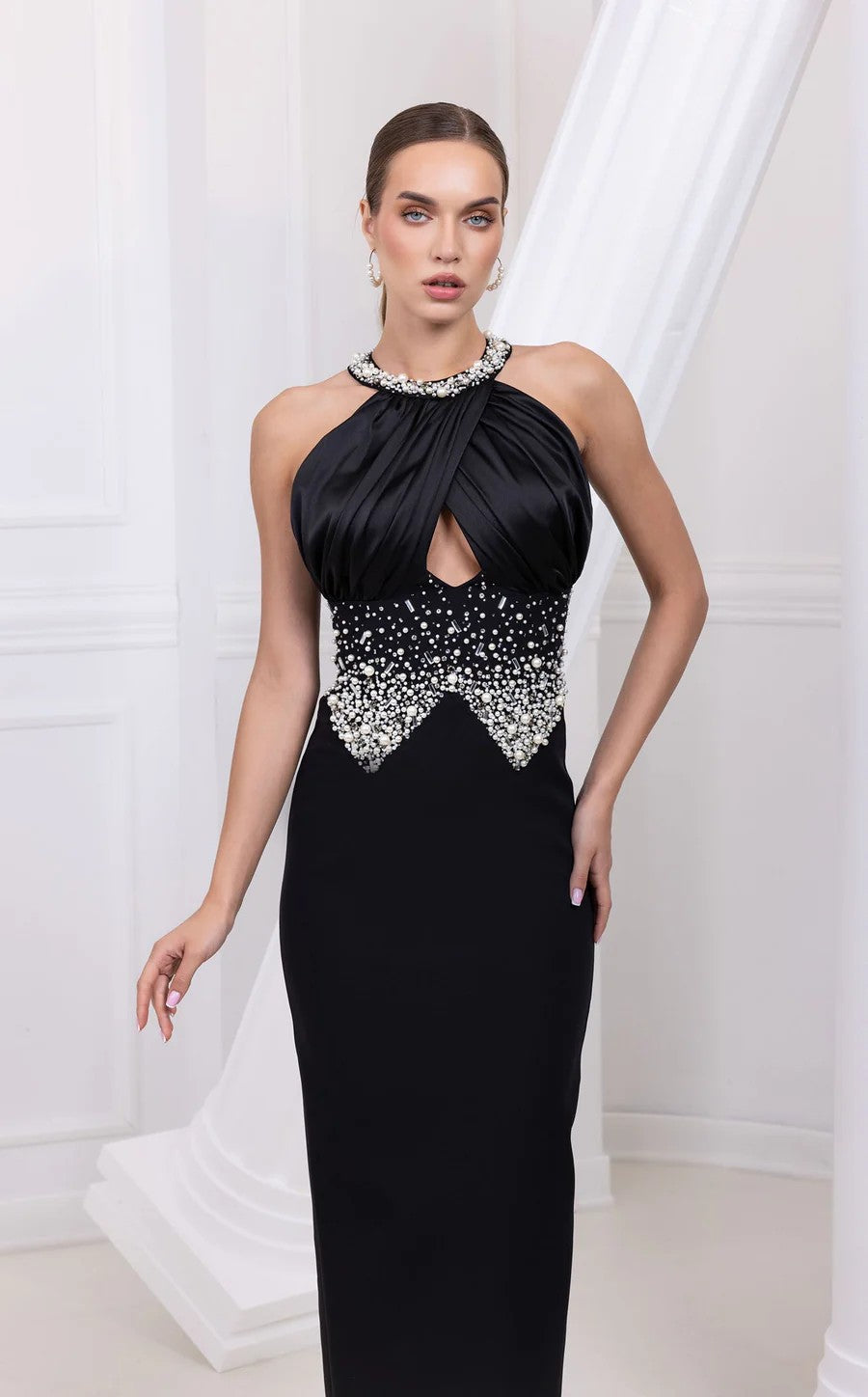 Prom Dresses Long Formal Fitted Beaded Prom Dress Black