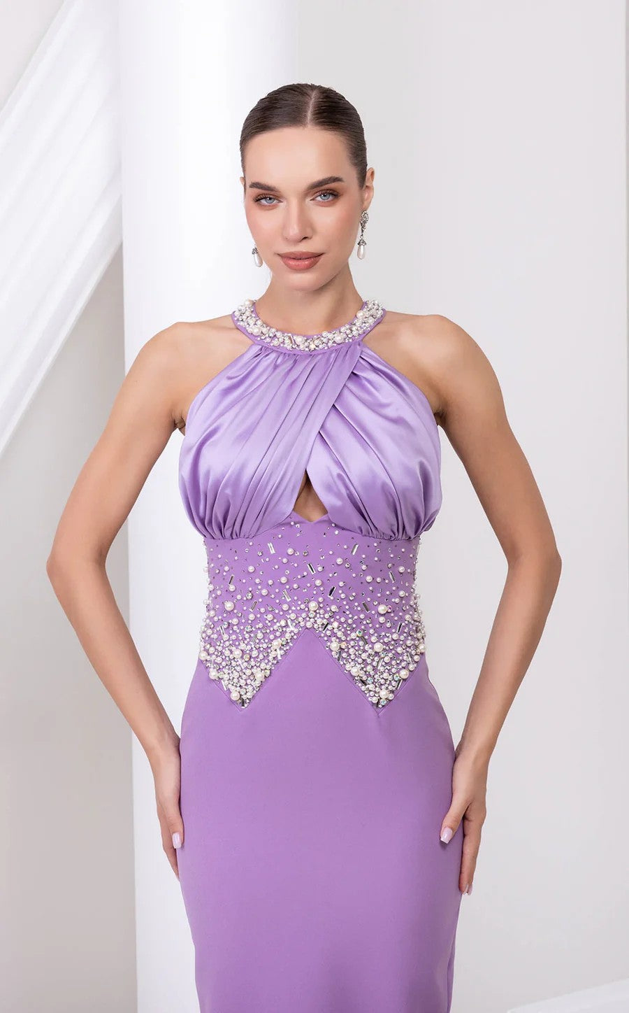 Prom Dresses Long Formal Fitted Beaded Prom Dress Lilac