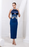Prom Dresses Long Formal Fitted Beaded Prom Dress  Navy