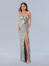 Prom Dresses Sequin Formal Long Mirror Beaded Prom Dress Silver