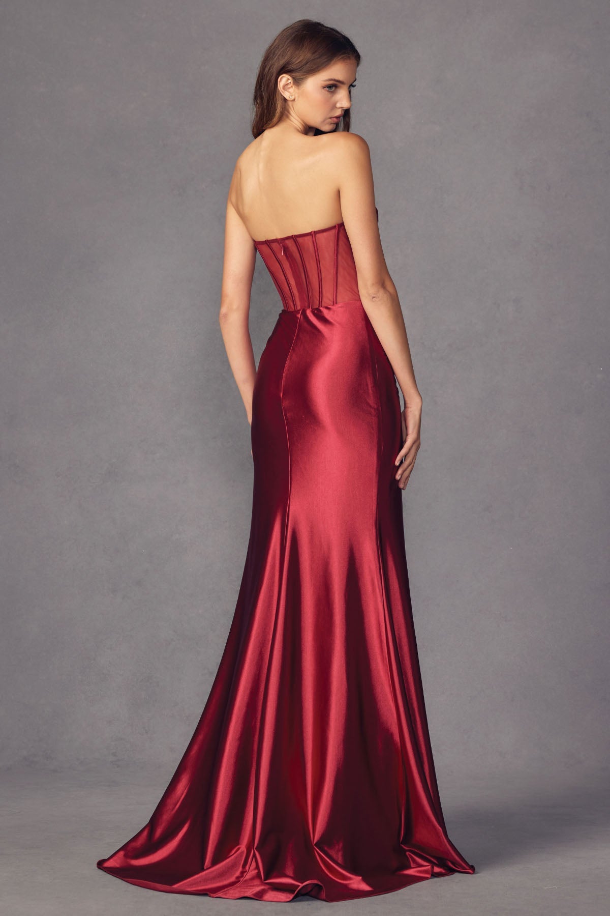 Prom Dresses Corset Long Fitted Formal Prom Dress Wine