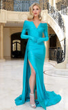 Prom Dresses Slit Long Formal Prom Evening Dress Dark Turquoise