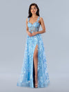 Prom Dresses Long Formal Floral Sequin Prom Dress Blue
