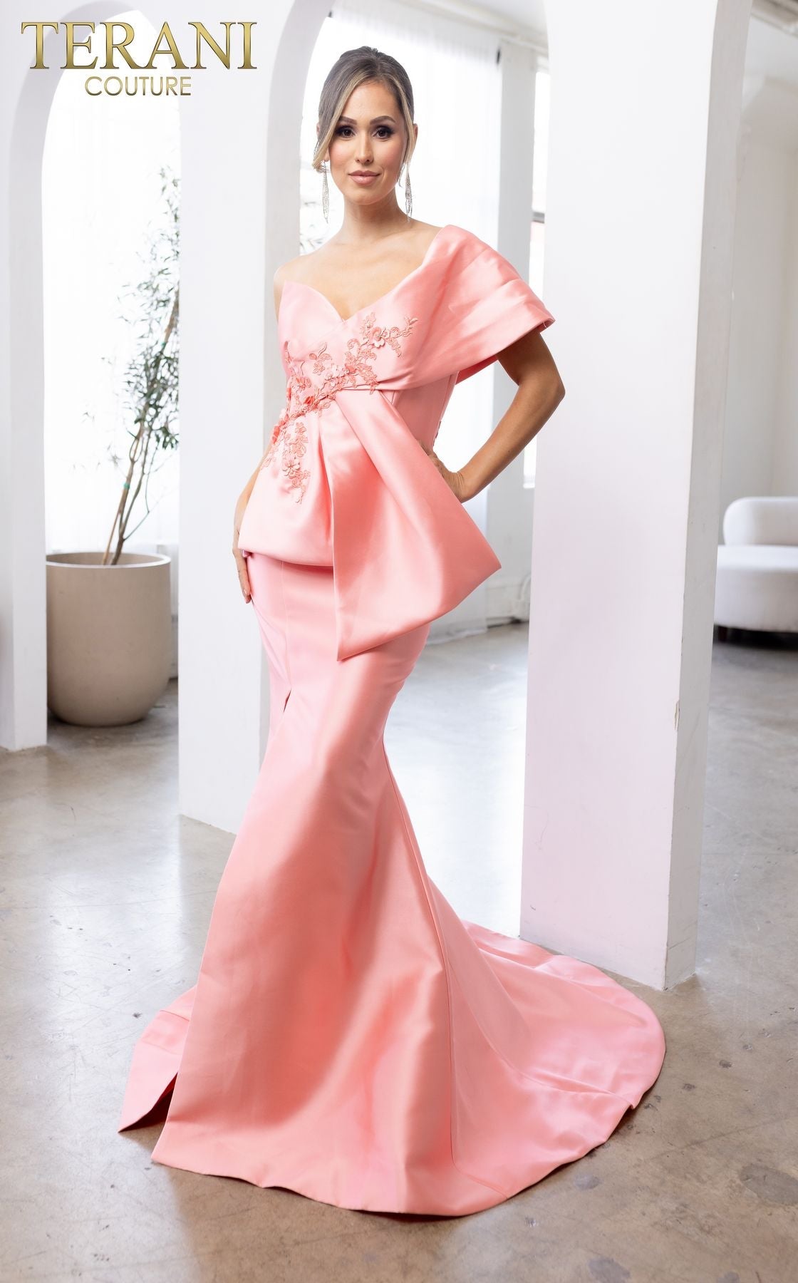 Formal Dresses Asymmetrical Trumpet Long Evening Dress Coral