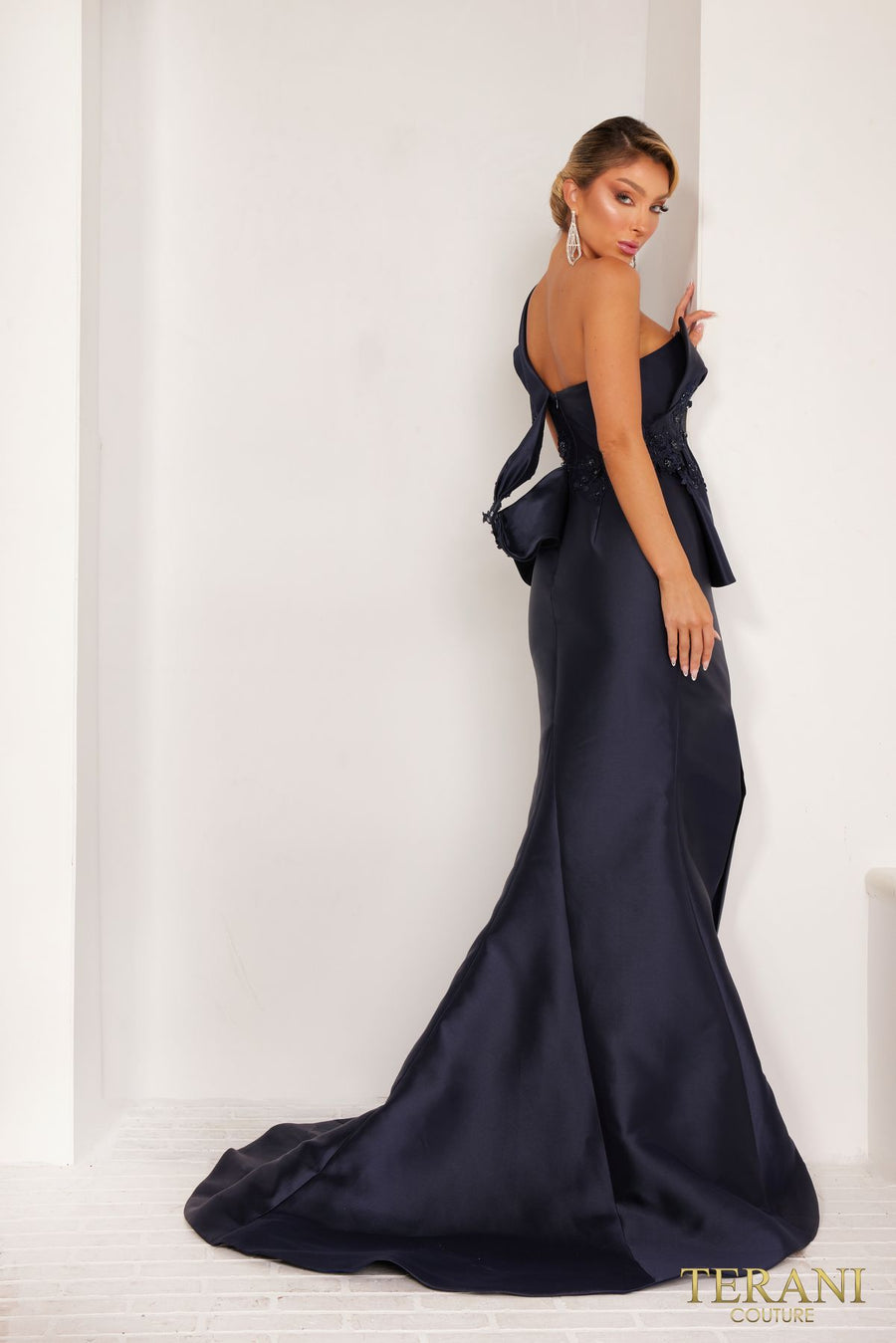 Formal Dresses Asymmetrical Trumpet Long Evening Dress Navy