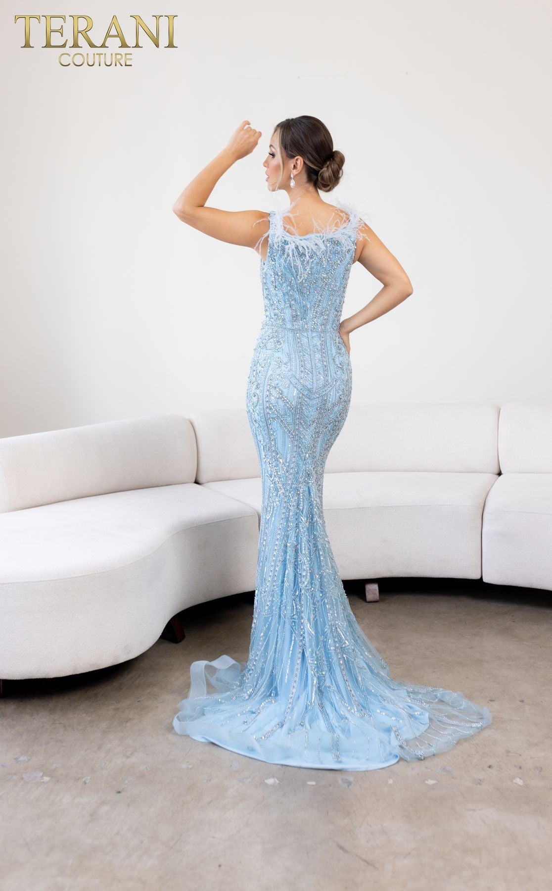 Formal Dresses Beaded Formal Long Evening Dress Ice Blue