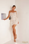 Cocktail Dresses Feathered Short Cocktail Dress Ivory Nude