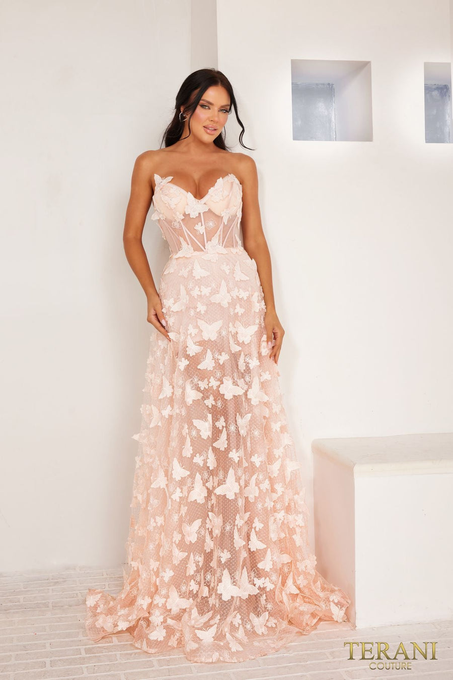 Prom Dresses A Line Embellished Long Prom Dress Blush